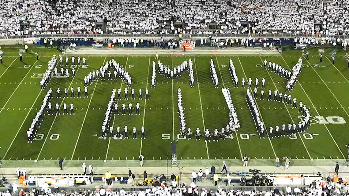 Penn State marching band performs Family Feud theme song